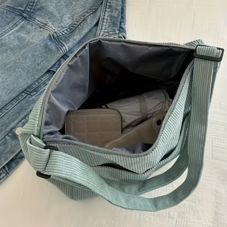 STRIPED CURDUROY SHOULDER BAG