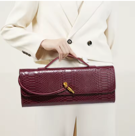 CROCODILE EMBOSSED EVENING BAG